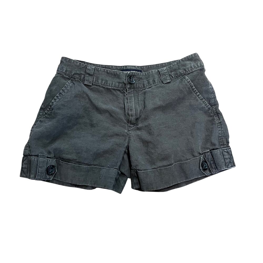Banana Republic Gray 100% Linen Shorts Size 4 Minimalist Coastal Summer